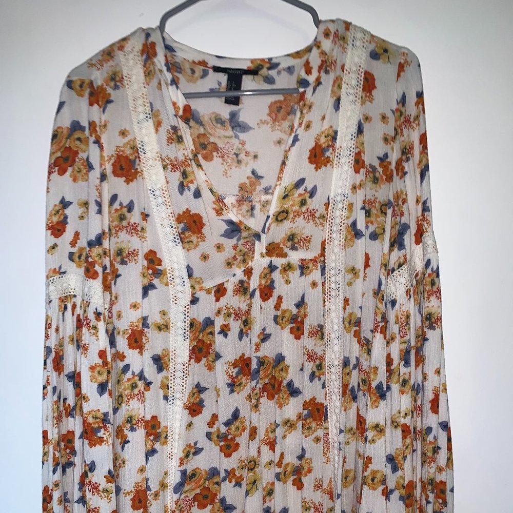 Wide Sleeve Floral Dress